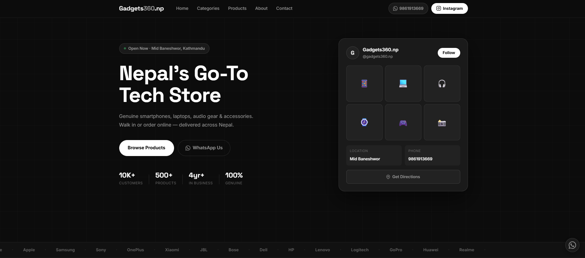 Screenshot of the Gadgets360.np website